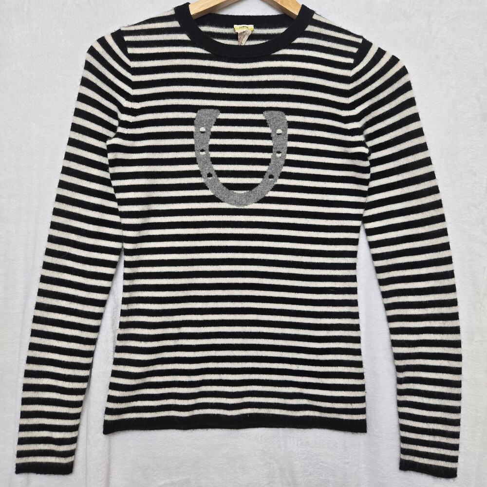 J.Crew Women Equestrian Striped Horseshoe Cashmere Sweater XS